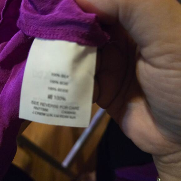 J.Crew Purple Silk Ruffle Neck Blouse Women’s 8 - Picture 4 of 10